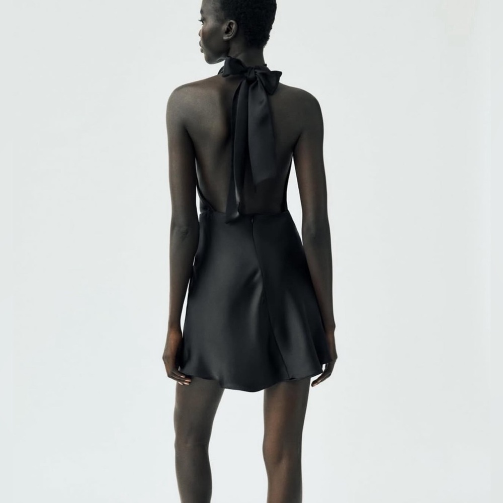 NWT Zara Draped Satin Effect Mini Dress